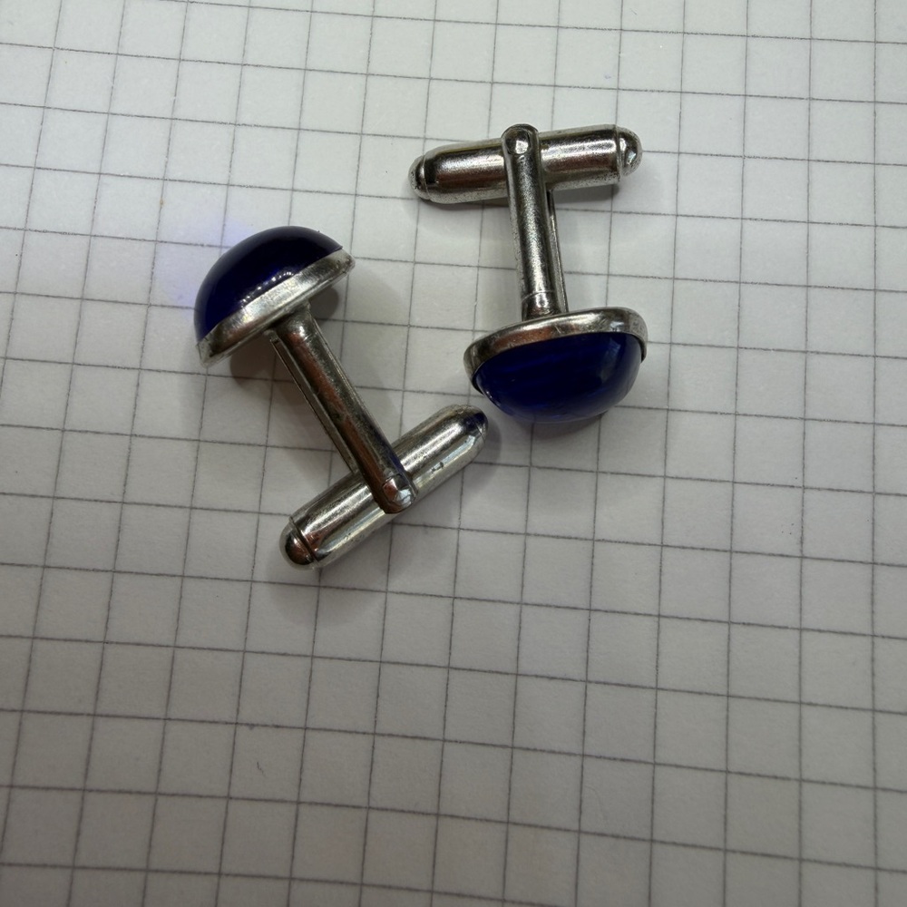 Vintage silver tone and blue color stone